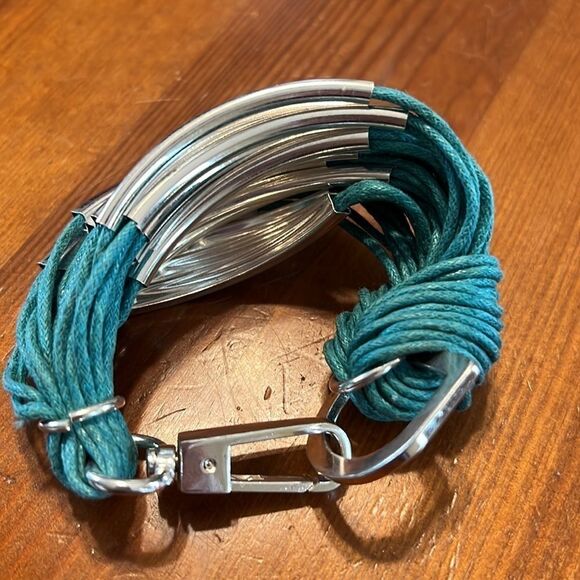 Bundle 3 for $15 Silver-tone Metal Covering Teal Multi-Strand Bracelet - Picture 9 of 10
